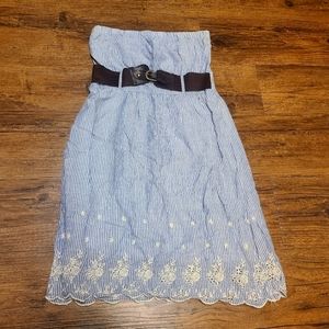 Rue 21 Strapless Blue Pinstripe Dress